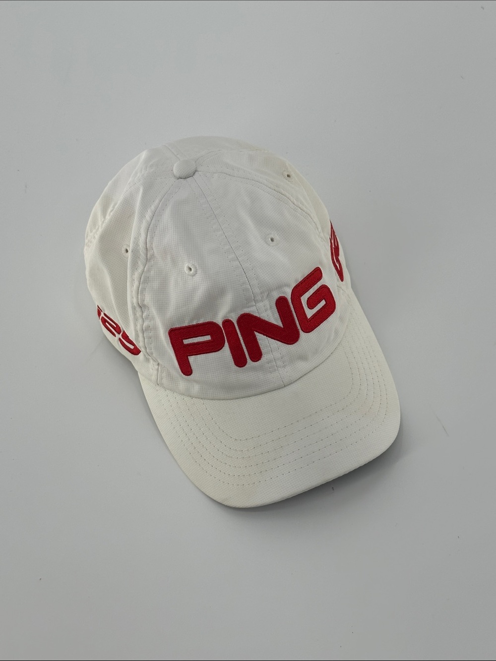 Ping White Cap with Red Embroidered Logo
